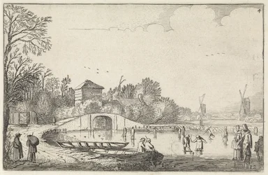 Schaatsers op een rivier